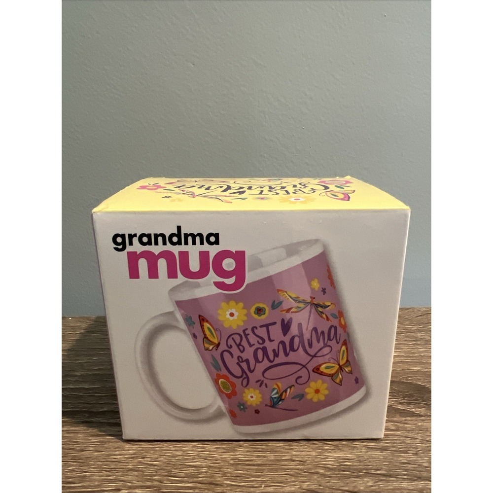 Best Grandma Coffee Mug – Butterflies Flowers Purple Gift for Grandma – 11oz